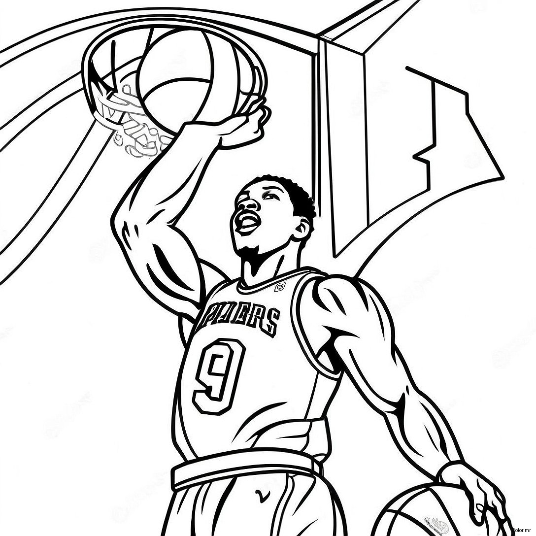 76ers Basketball Player Dunking Coloring Page 18959 15859