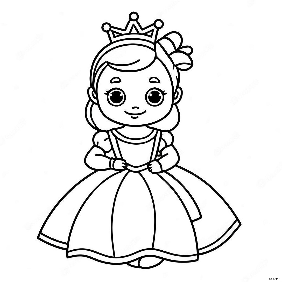 Adorable Baby Princess In A Gown Coloring Page 15300 12818