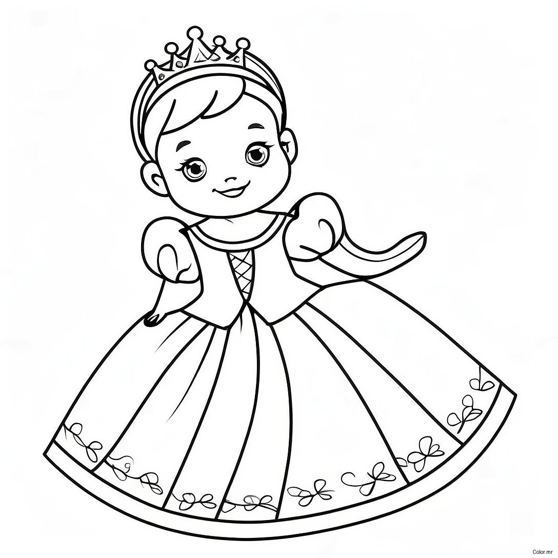 Adorable Baby Princess In A Gown Coloring Page 15300 12964