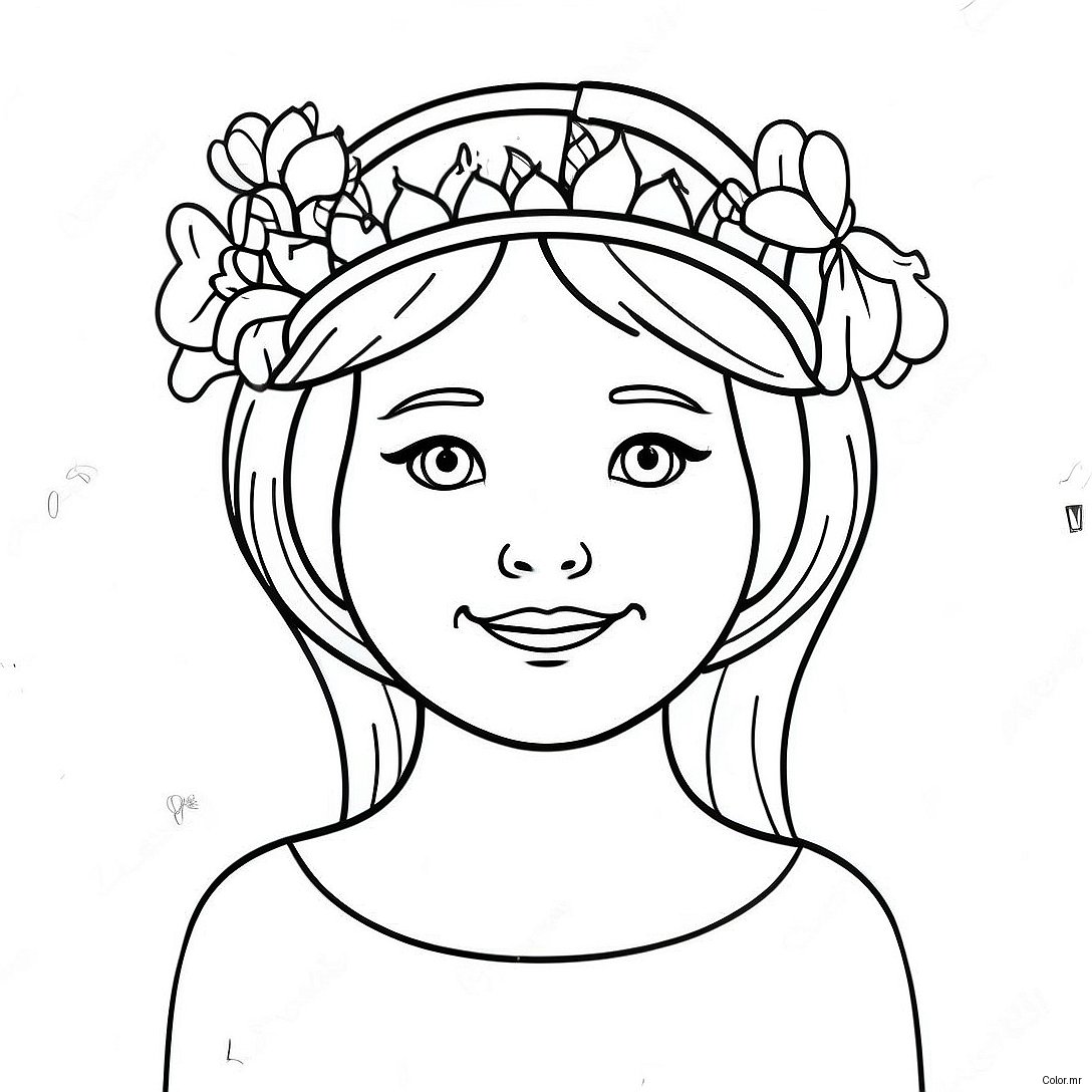 Adorable Girl With Flower Crown Coloring Page 22074 20405