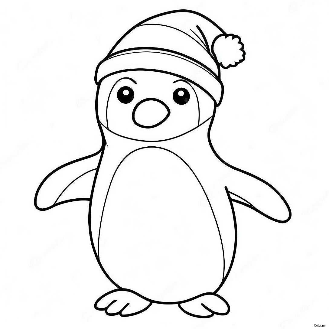 Adorable Penguin With Santa Hat Coloring Page 30929 27737