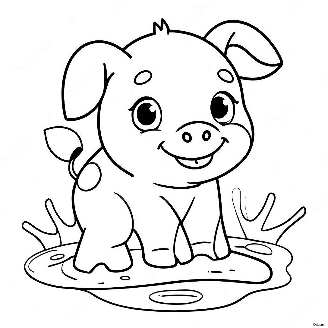 Adorable Piglet Playing In The Mud Coloring Page 38617 32104