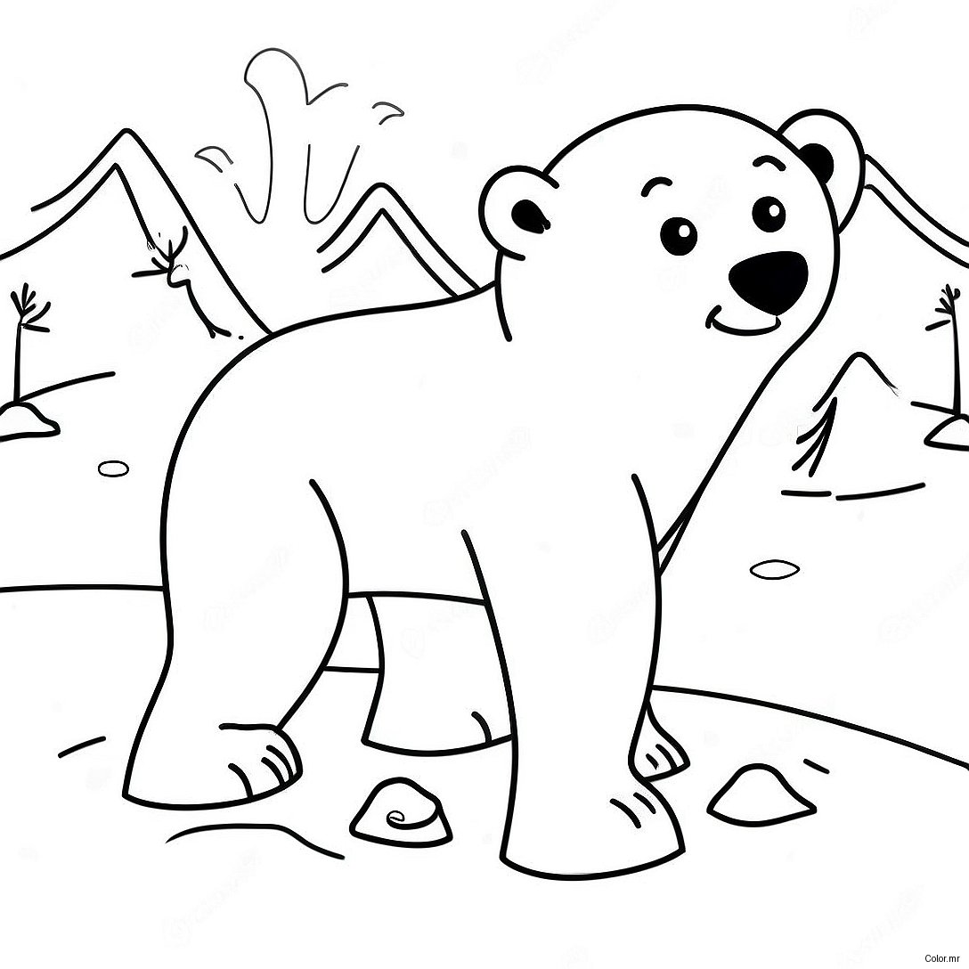 Adorable Polar Bear Playing In Snow Coloring Page 13889 11506