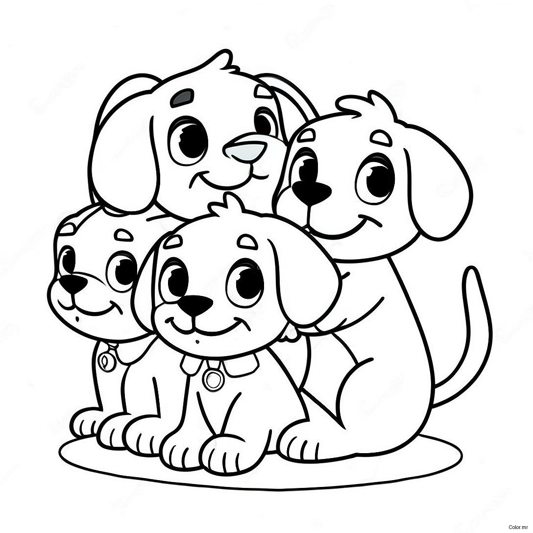 Adorable Pound Puppies Playing Together Coloring Page 60787 50423