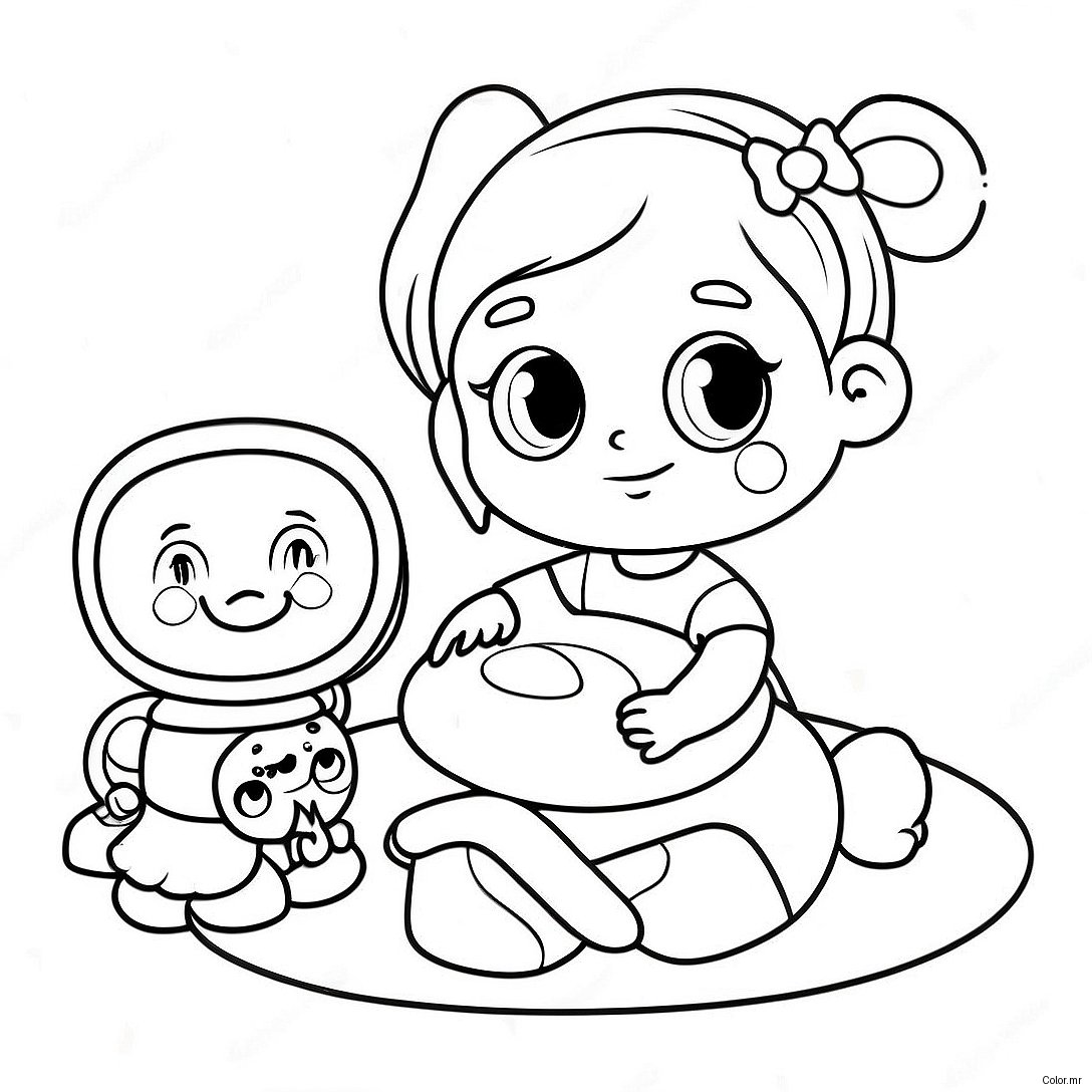 Adorable Sister Playing With Toys Coloring Page 19179 16033