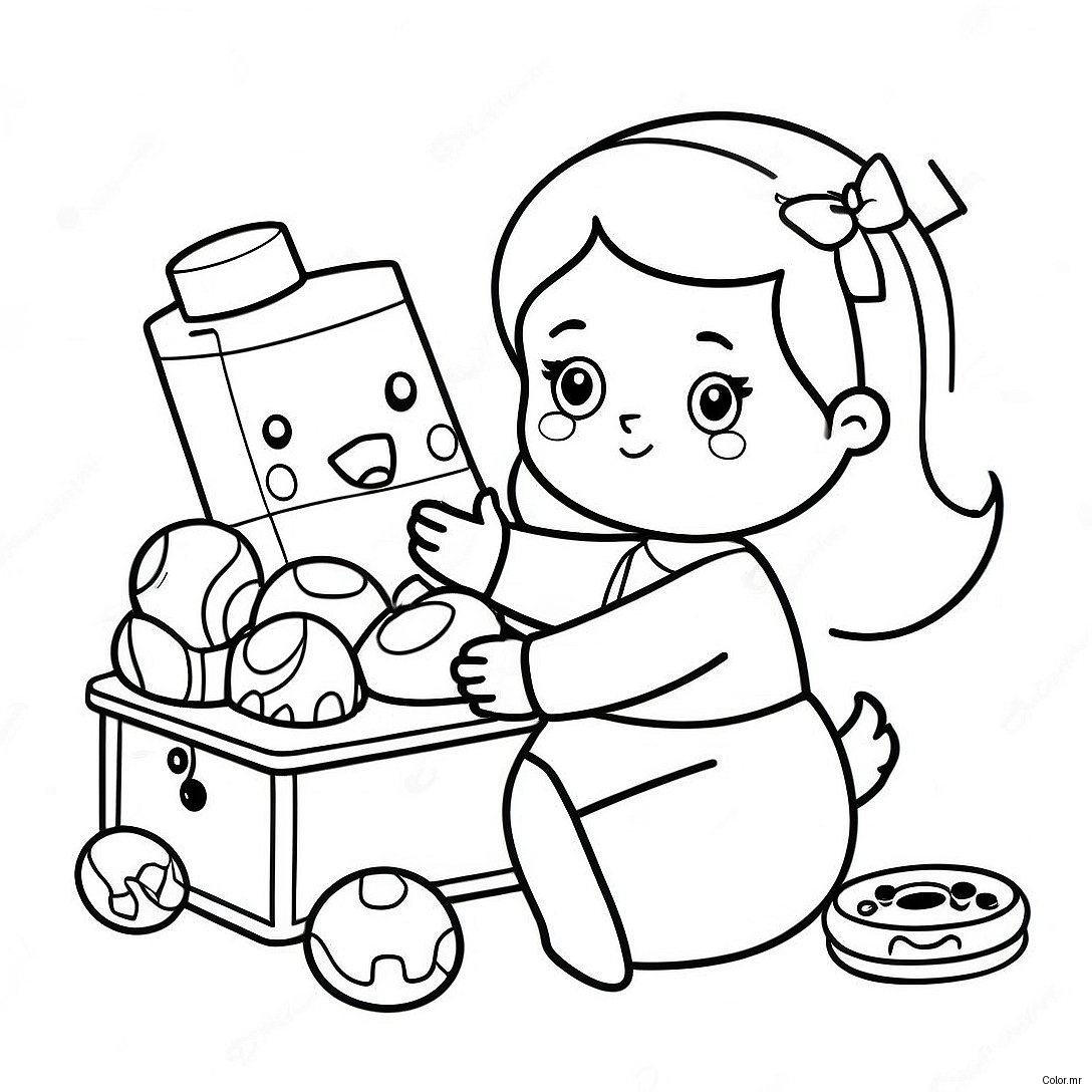 Adorable Sister Playing With Toys Coloring Page 19179 16034