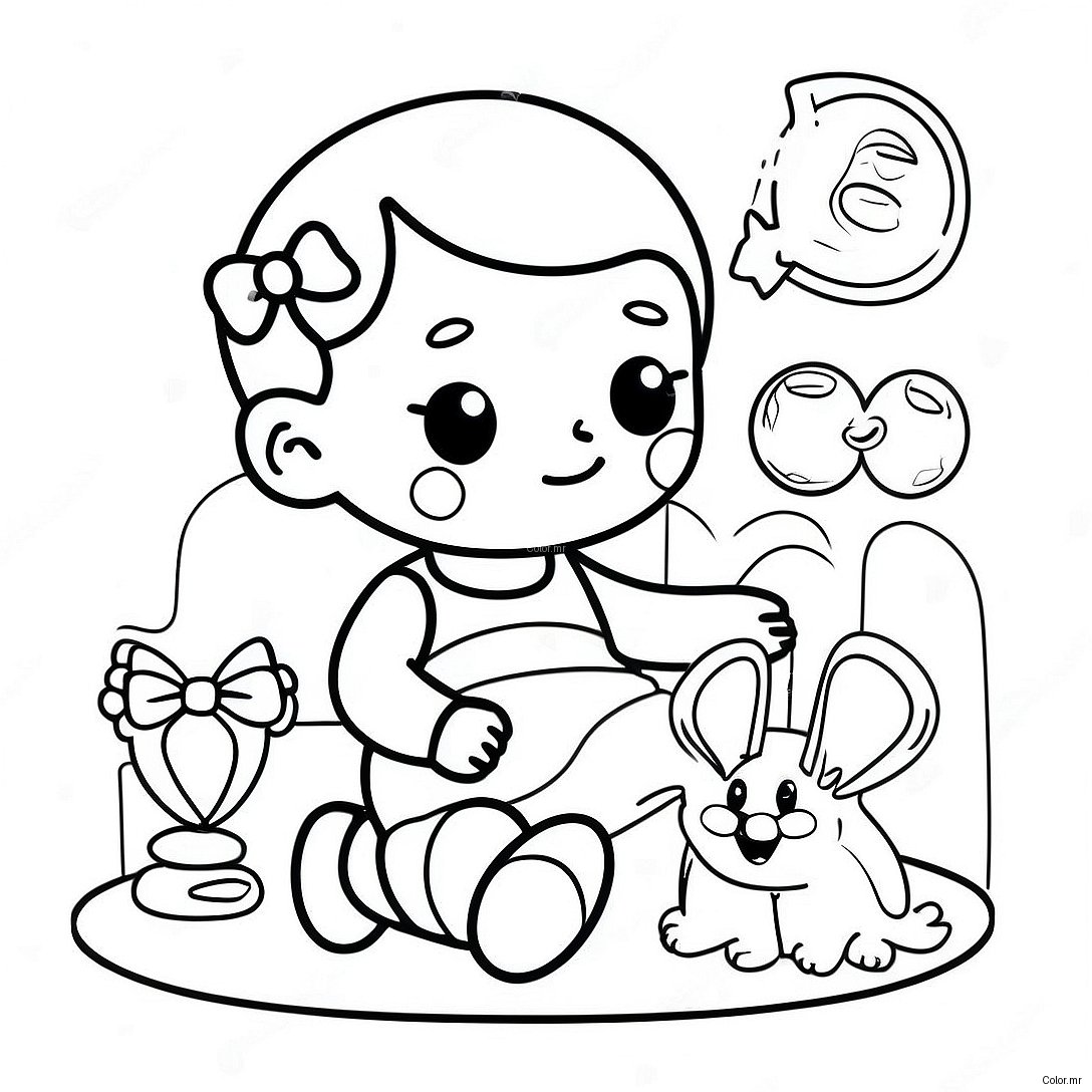 Adorable Sister Playing With Toys Coloring Page 19179 16035