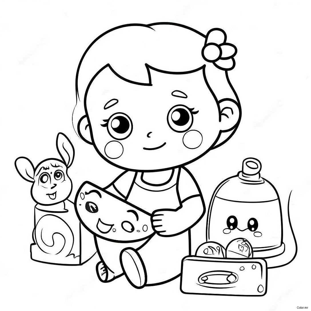 Adorable Sister Playing With Toys Coloring Page 19179 16036