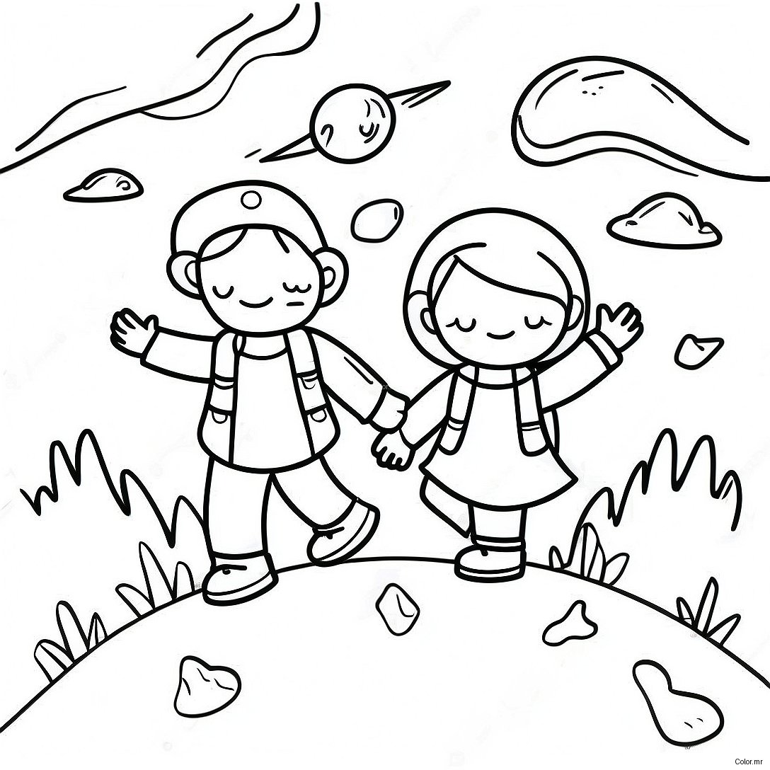 Adventurous Kids Exploring The World Coloring Page 11428 9366