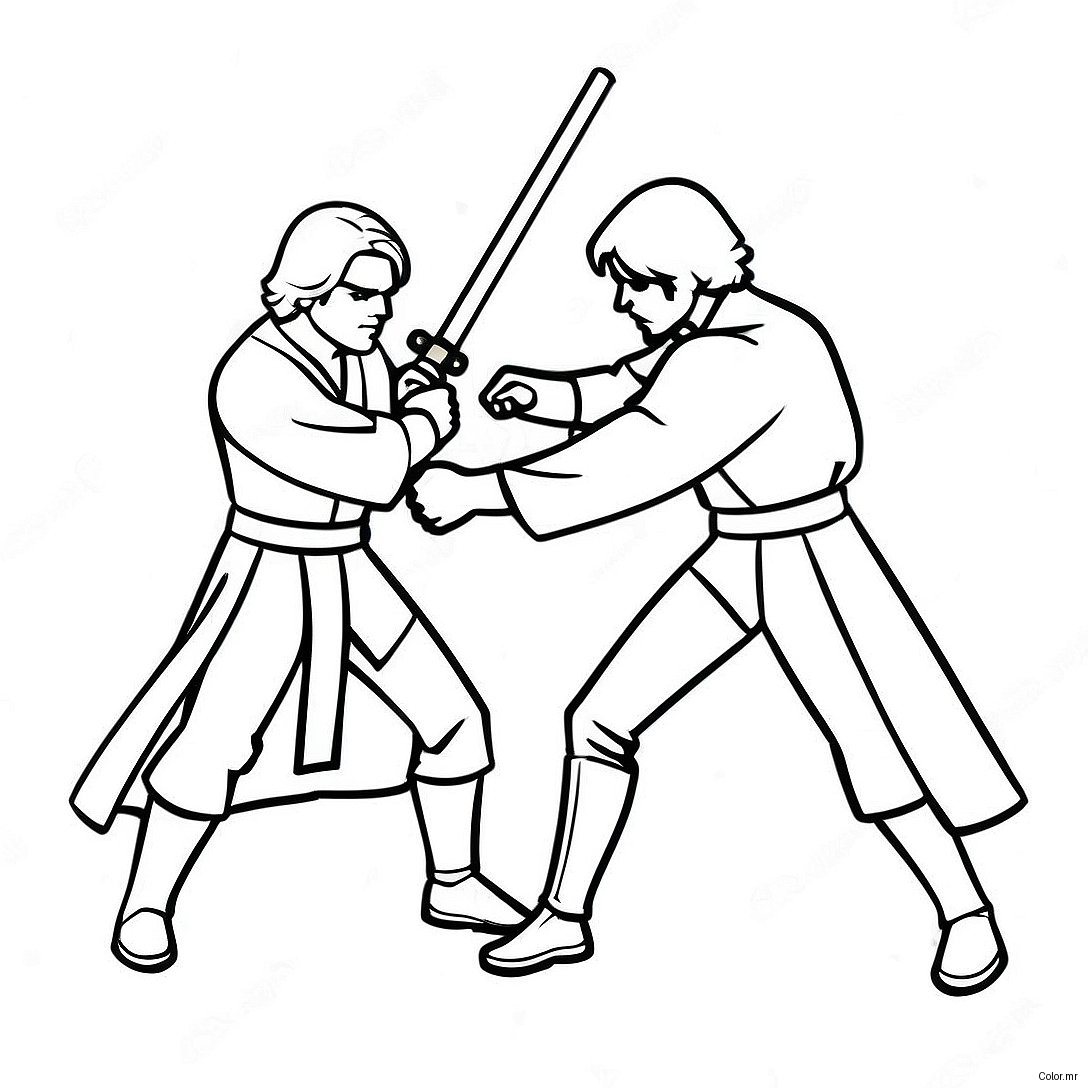 Anakin Vs Obi Wan Lightsaber Duel Coloring Page 52175 43415