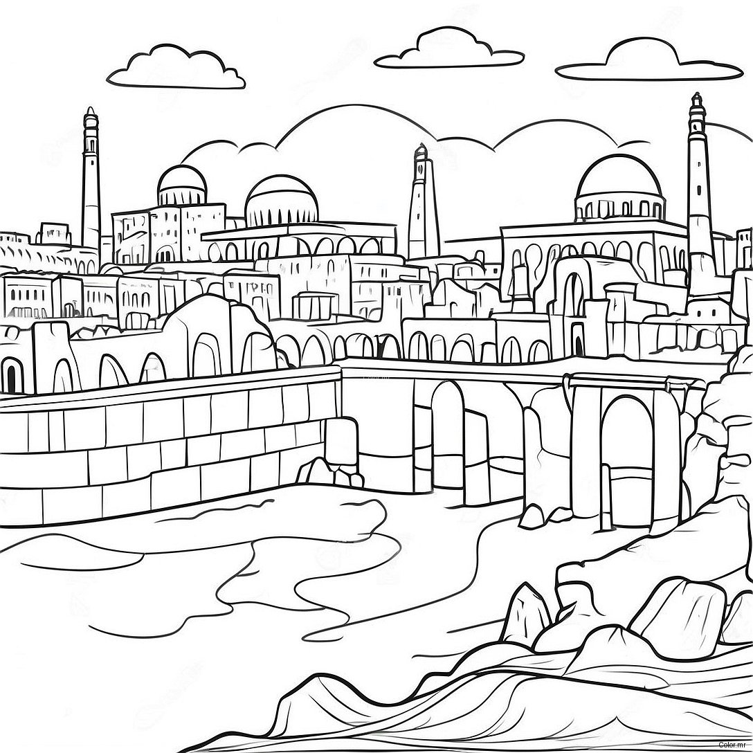 Ancient Mesopotamia Cityscape Coloring Page 39288 32621