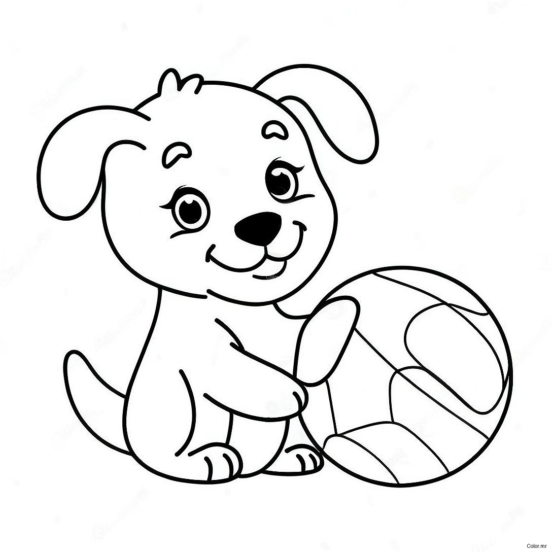 Baby Puppy Playing With A Ball Coloring Page 63199 52333