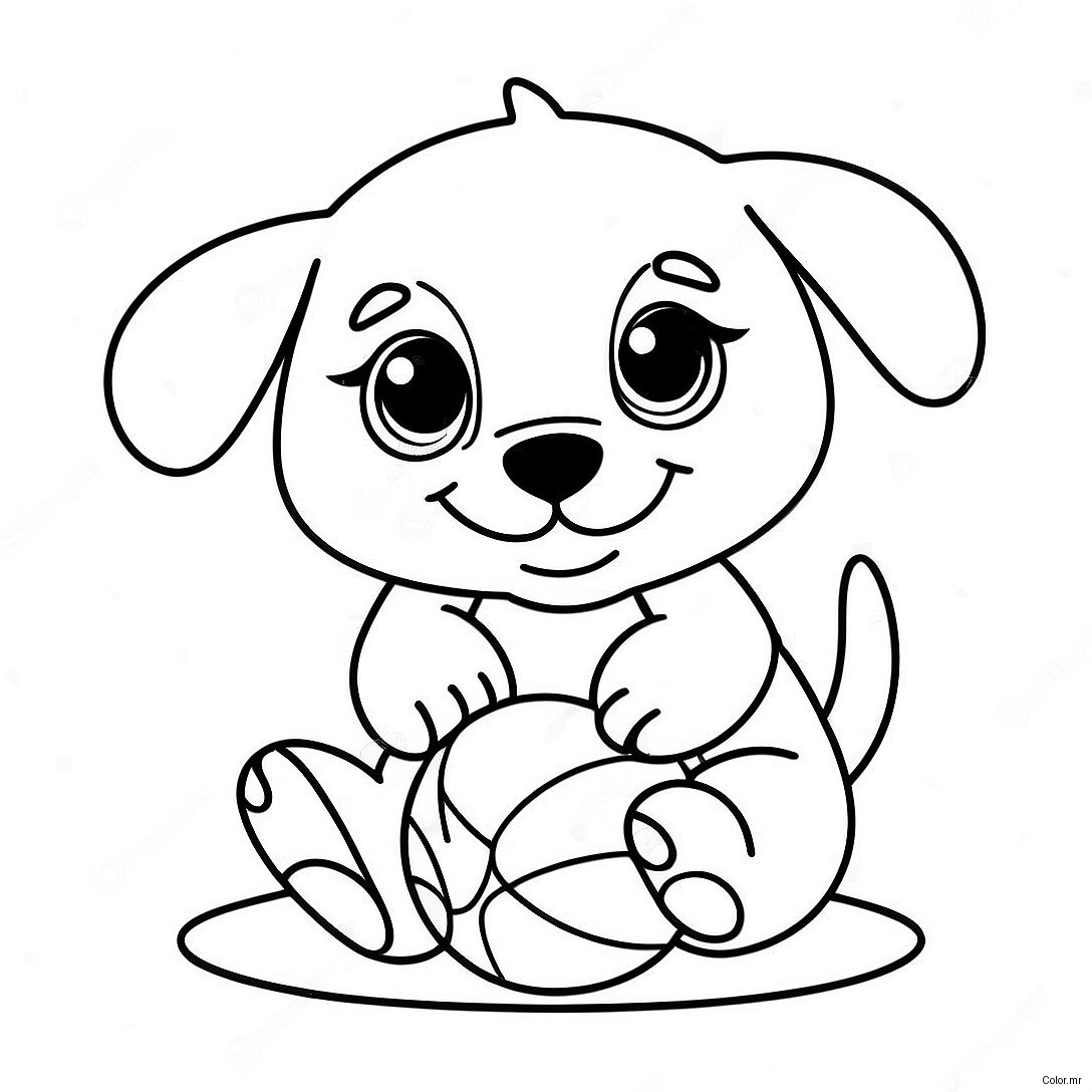 Baby Puppy Playing With A Ball Coloring Page 63199 52335