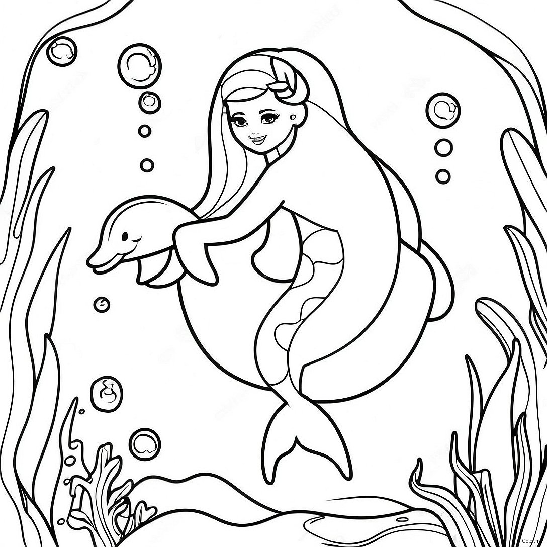 Barbie And Dolphins Underwater Adventure Coloring Page 53067 44123