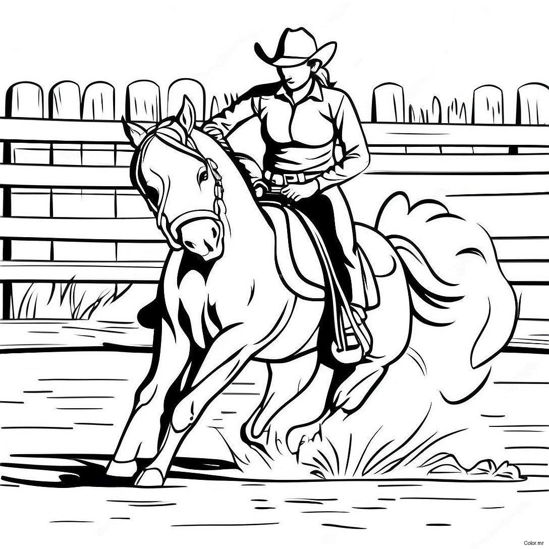 Barrel Racing Horse And Rider Coloring Page 14899 12309