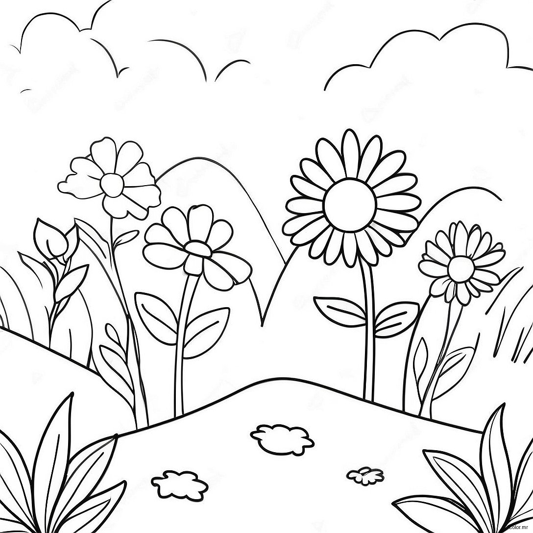 Beautiful Flower Garden Grayscale Coloring Page 64471 53313
