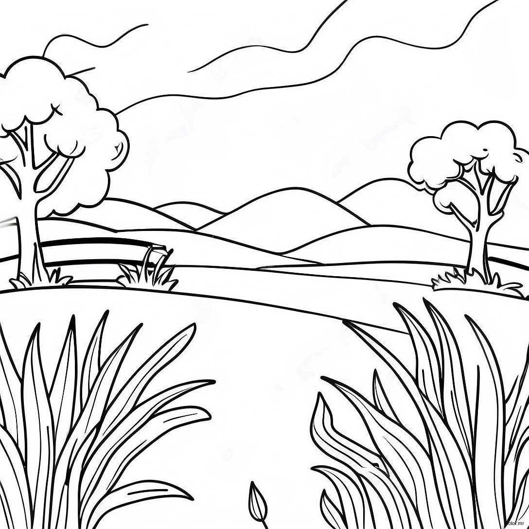 Beautiful Kentucky Bluegrass Landscape Coloring Page 28366 25719