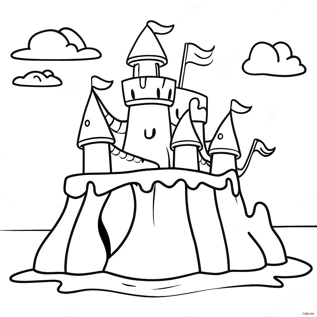 Beautiful Sand Castle By The Ocean Coloring Page 13719 11371
