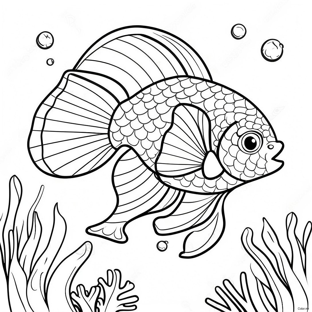 Betta Fish Swimming In Coral Reef Coloring Page 71043 58717