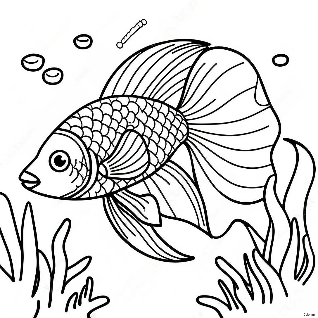 Betta Fish Swimming In Coral Reef Coloring Page 71043 58719