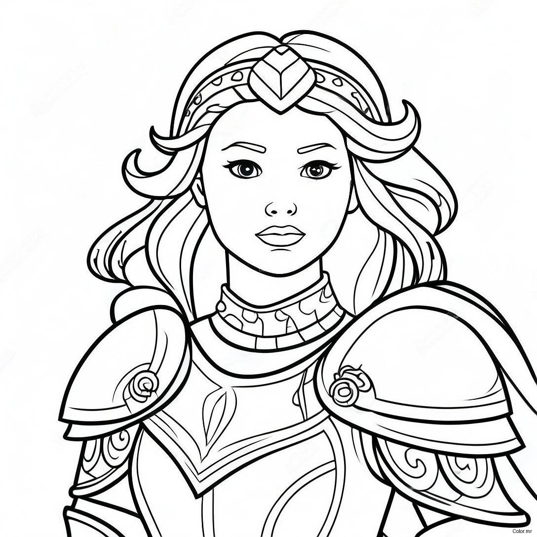 Brave Warrior Princess In Armor Coloring Page 50275 41922
