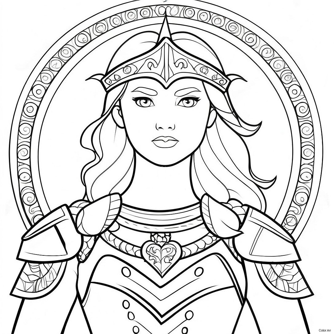 Brave Warrior Princess In Armor Coloring Page 50275 41923