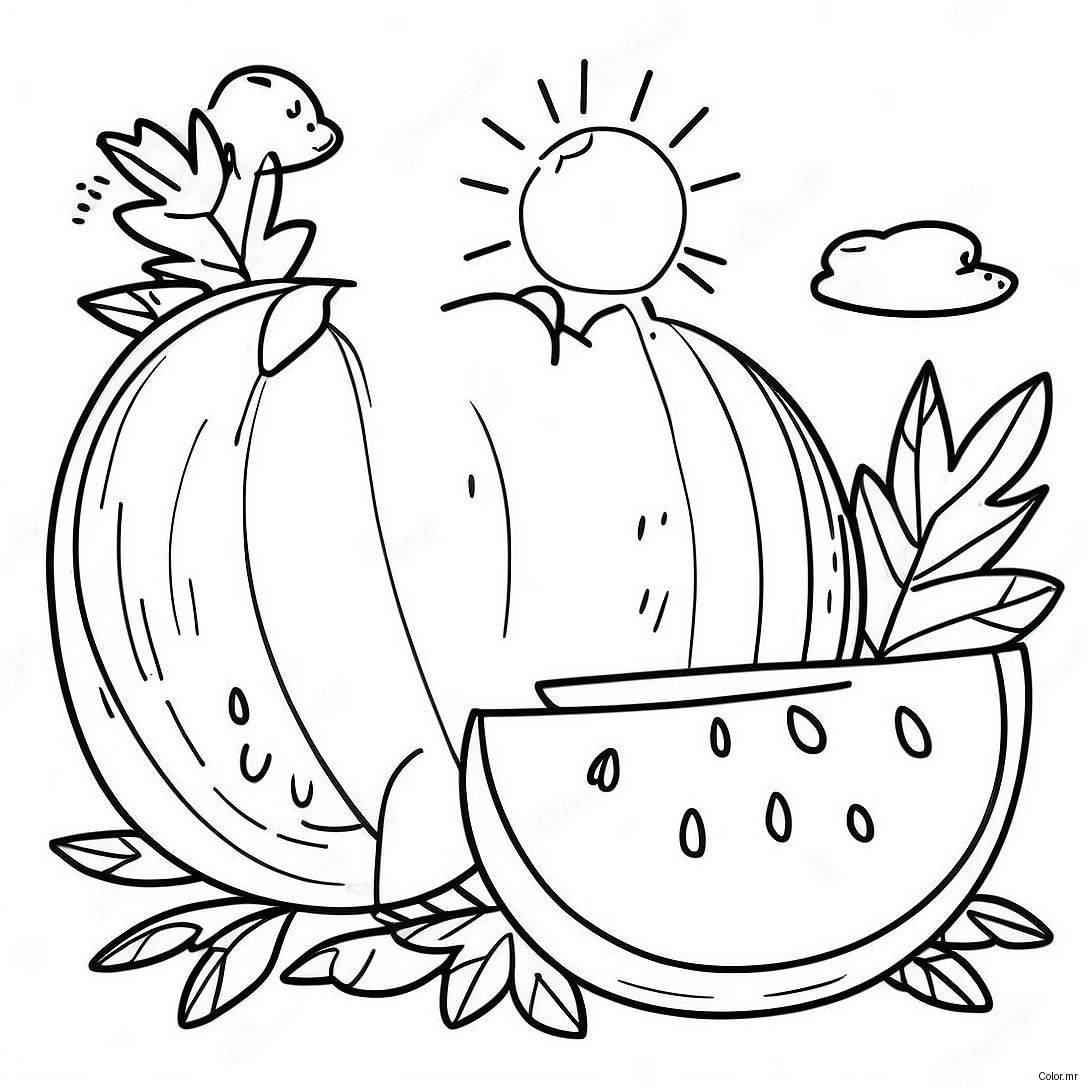 Bright Sunny Day With Melons Coloring Page 26137 23983