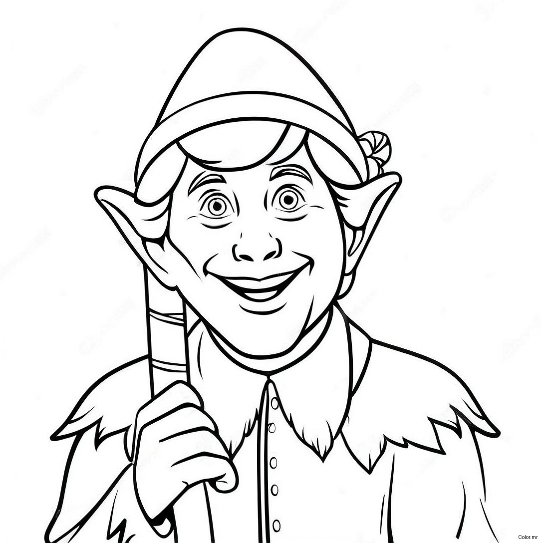 Buddy The Elf With Candy Cane Coloring Page 36976 30806