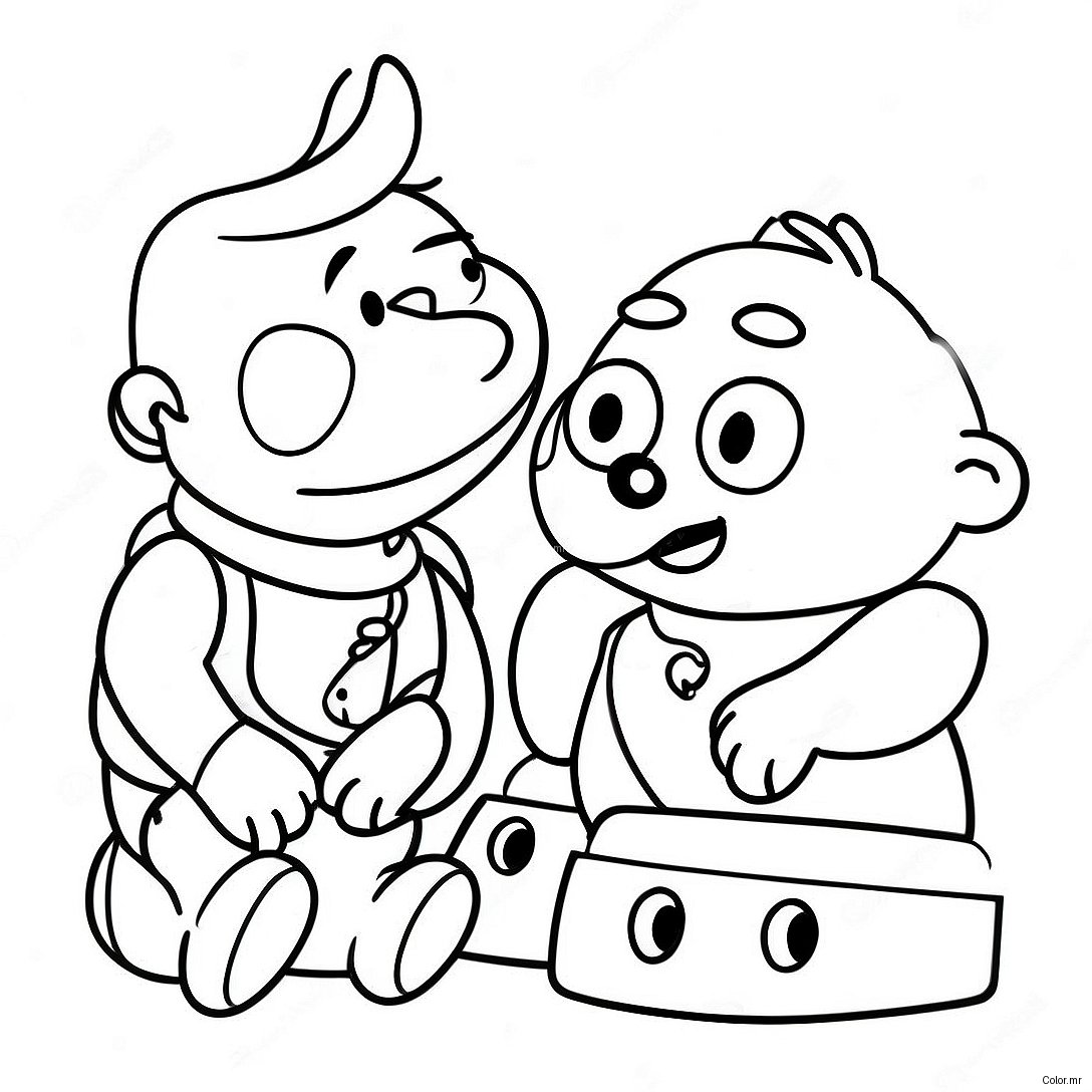 Burt And Ernie Playing With Toys Coloring Page 38317 31861