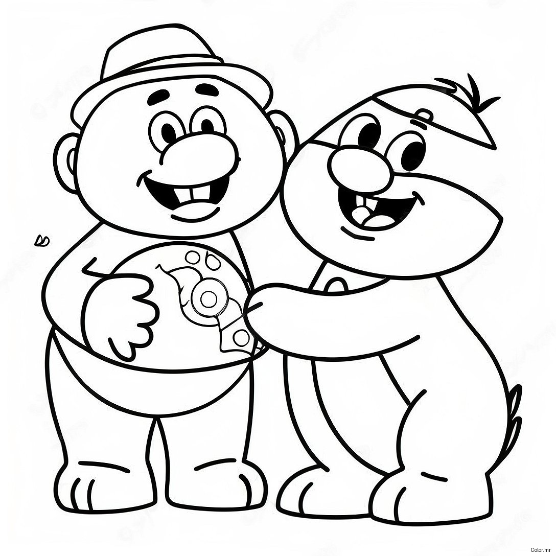 Burt And Ernie Playing With Toys Coloring Page 38317 31863