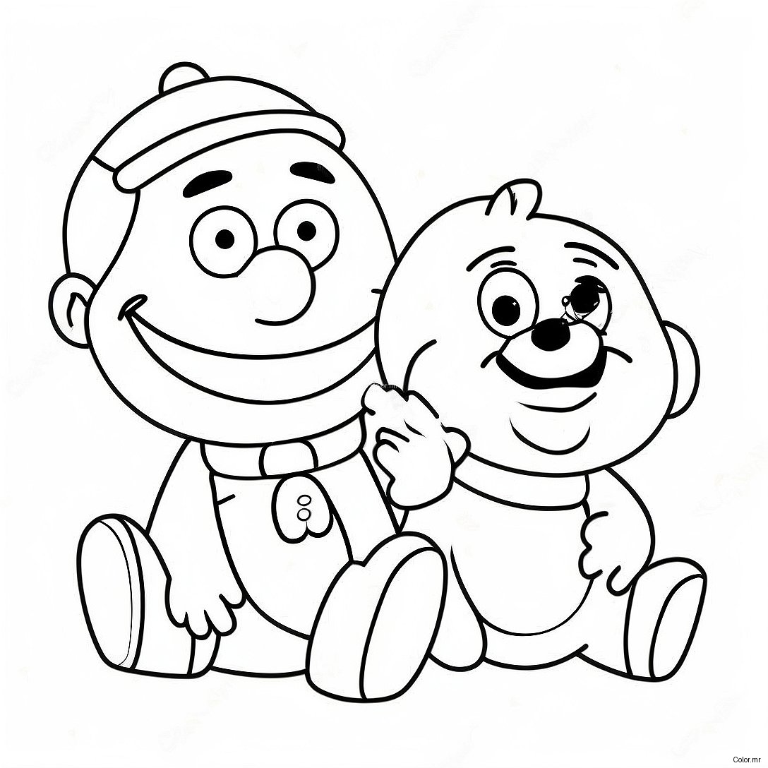 Burt And Ernie Playing With Toys Coloring Page 38317 31864