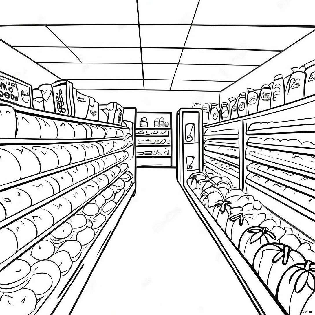 Busy Grocery Store Aisle Coloring Page 19939 18603