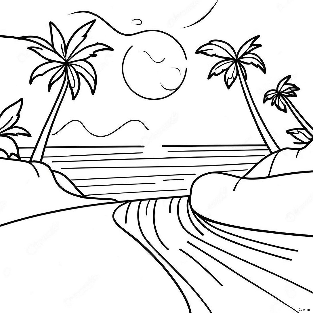 California Beach Sunset Coloring Page 15189 12560