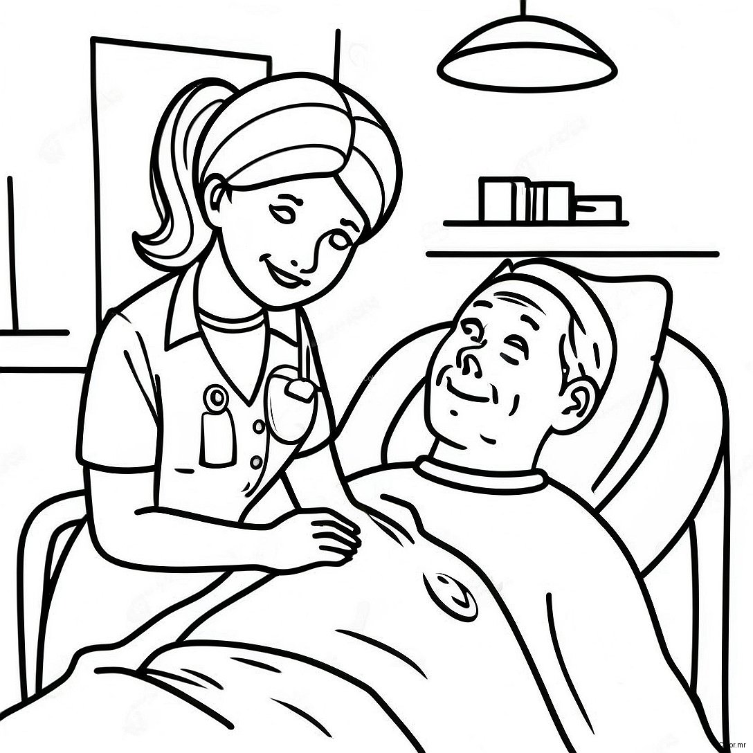 Caring Nurse Helping Patient Coloring Page 40638 33688