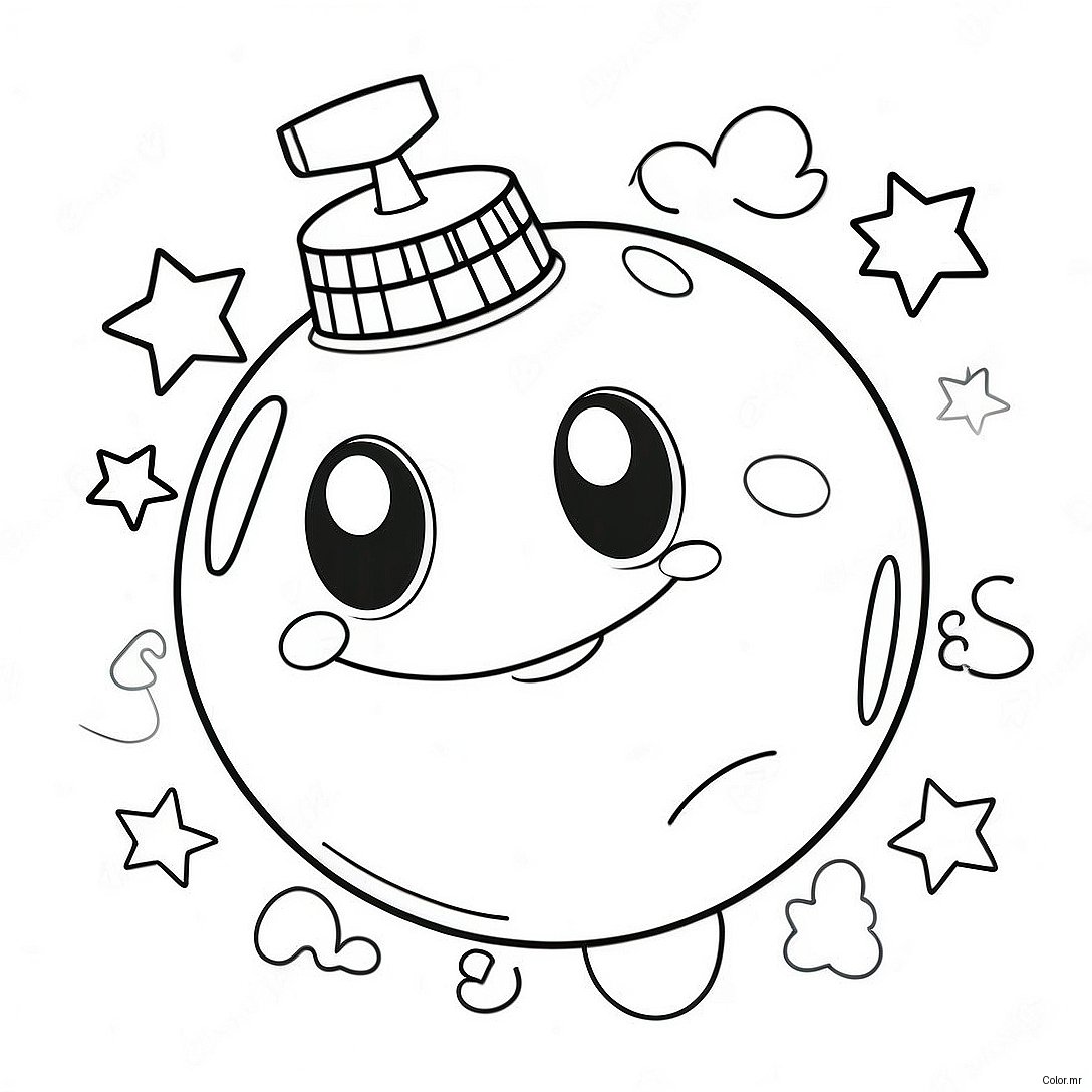 Cartoon Bomb With Happy Face Coloring Page 52287 43505