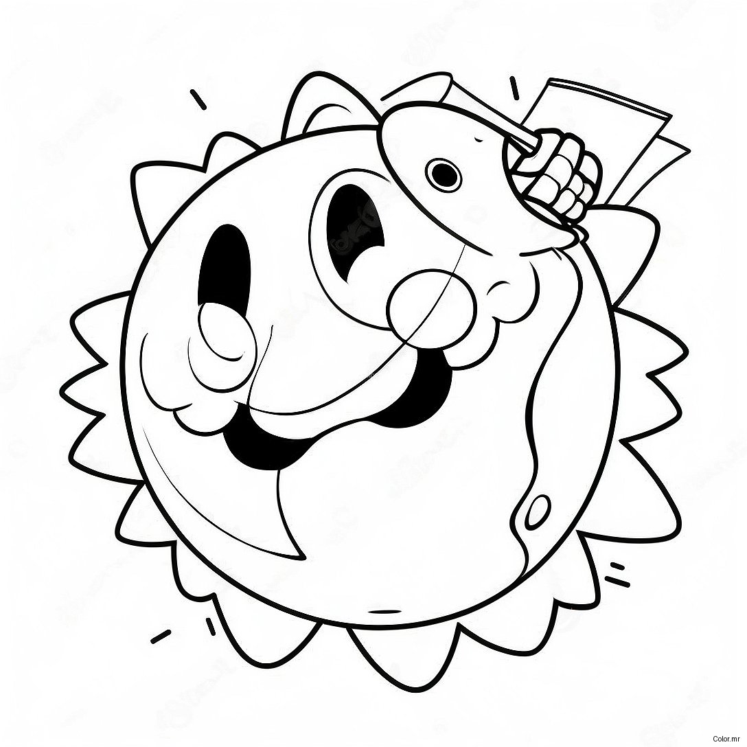 Cartoon Bomb With Happy Face Coloring Page 52287 43506