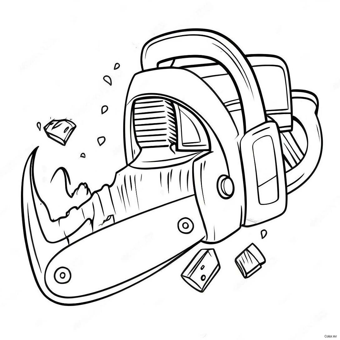 Cartoon Chainsaw In Action Coloring Page 43713 36367