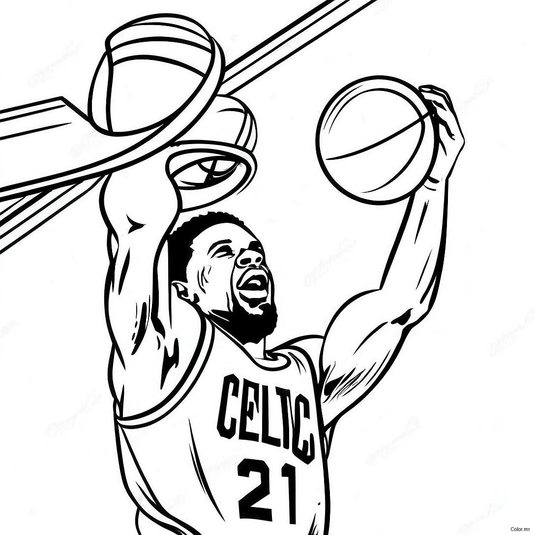 Celtics Basketball Player Dunking Coloring Page 11978 9805