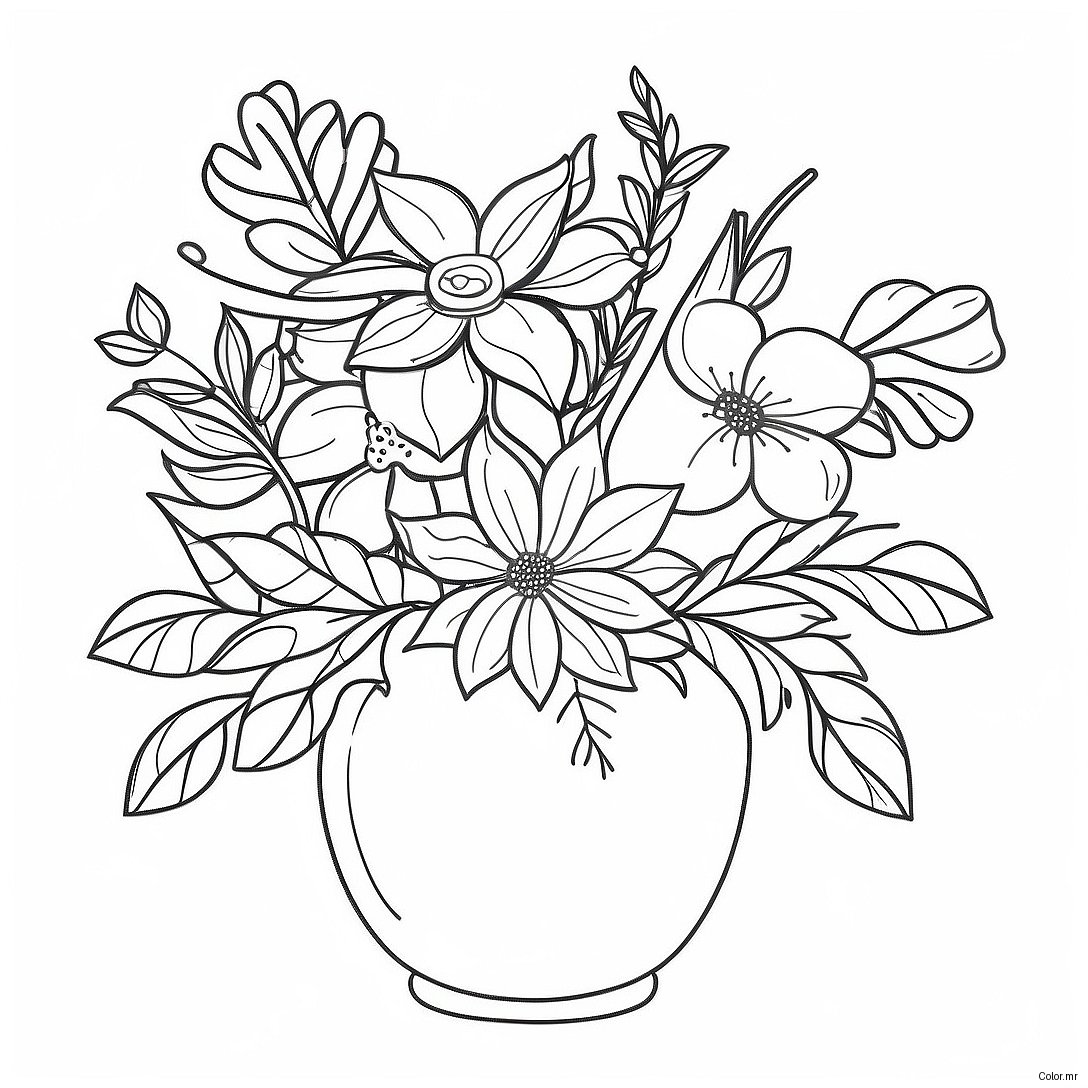 Charming Still Life Floral Arrangement Coloring Page 52046 43318