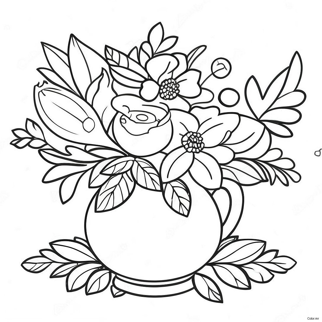 Charming Still Life Floral Arrangement Coloring Page 52046 43319