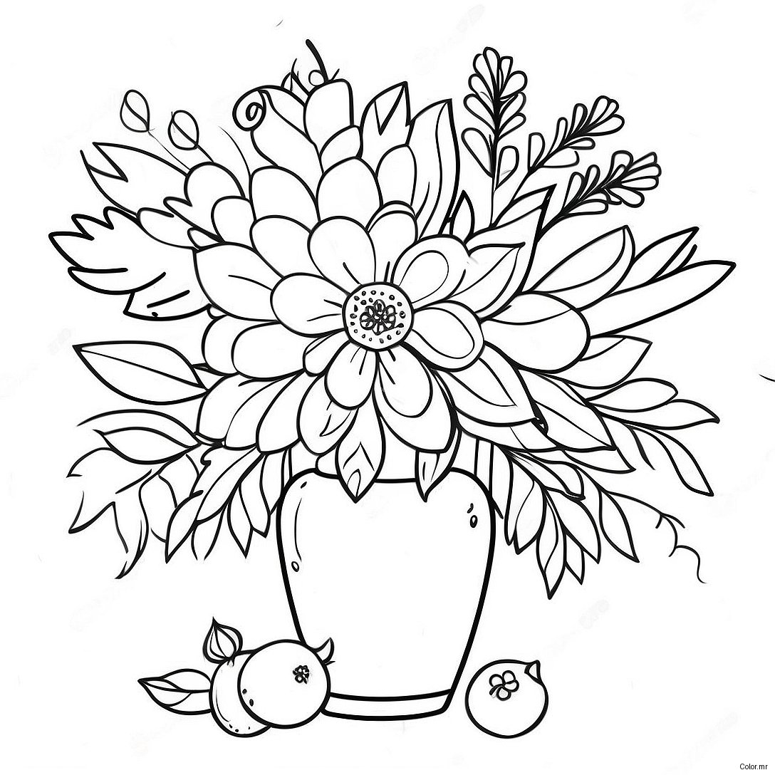 Charming Still Life Floral Arrangement Coloring Page 52046 43320