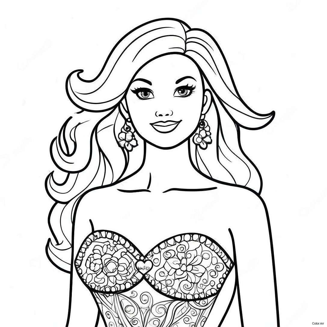 Chelsea Barbie In A Sparkly Dress Coloring Page 67273 55509