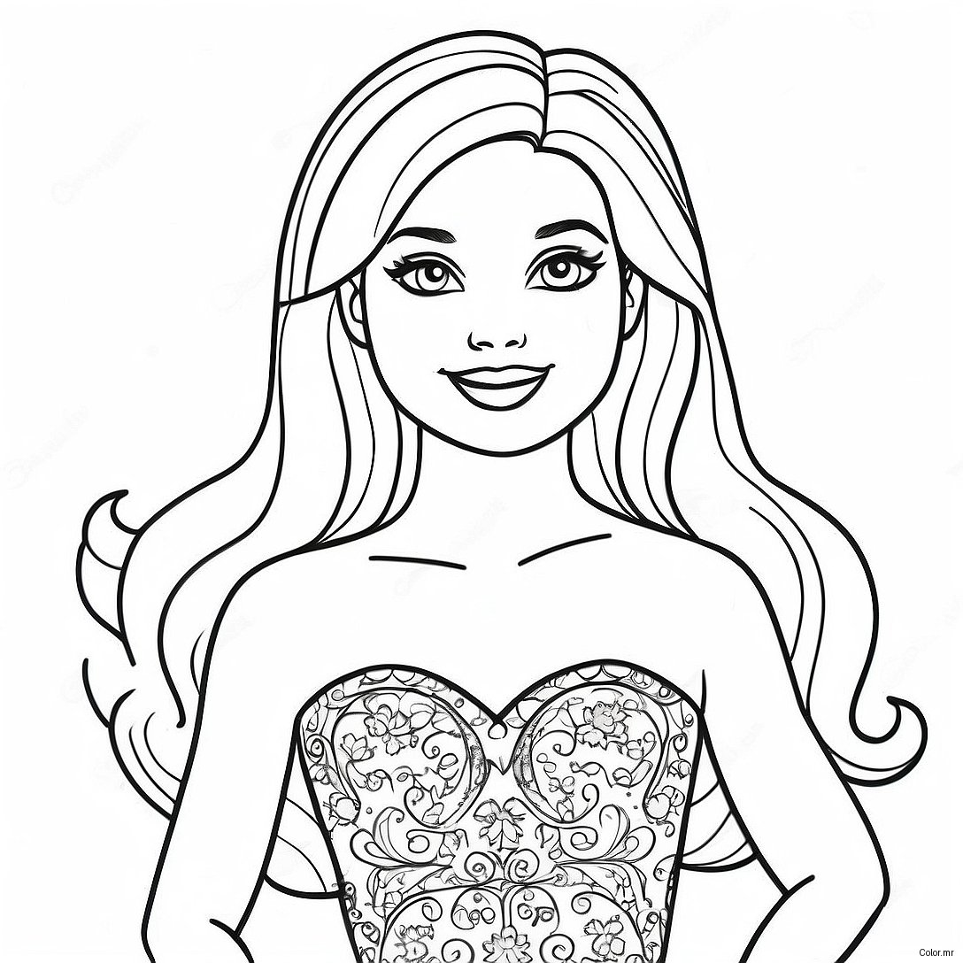 Chelsea Barbie In A Sparkly Dress Coloring Page 67273 55511