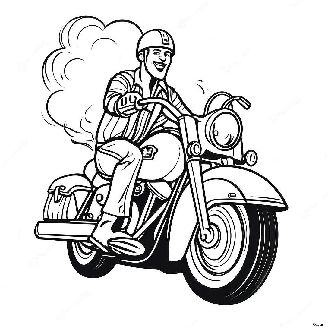 Classic Harley Motorcycle In Action Coloring Page 59597 49469