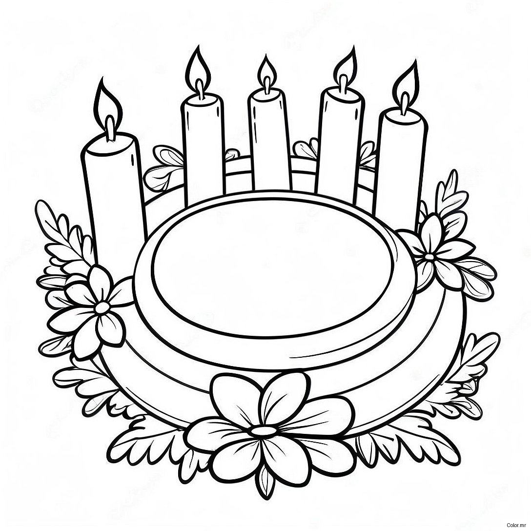 Colorful Advent Wreath With Candles Coloring Page 65031 53753