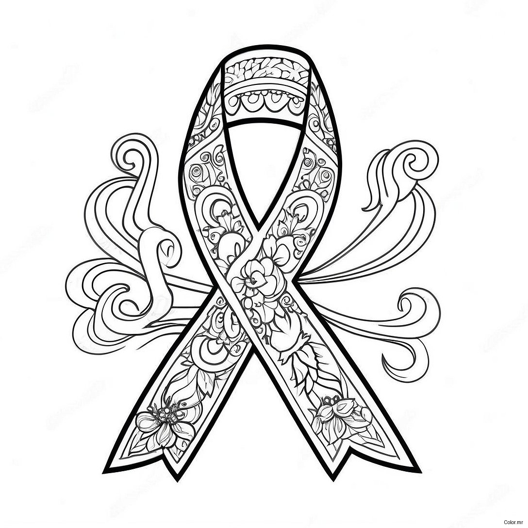Colorful Cancer Ribbon Design Coloring Page 36274 30257