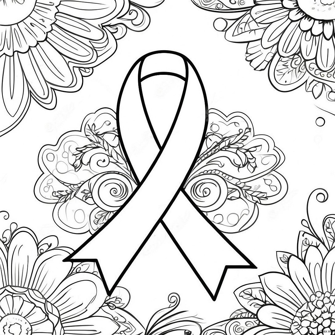 Colorful Cancer Ribbon Design Coloring Page 36274 30258