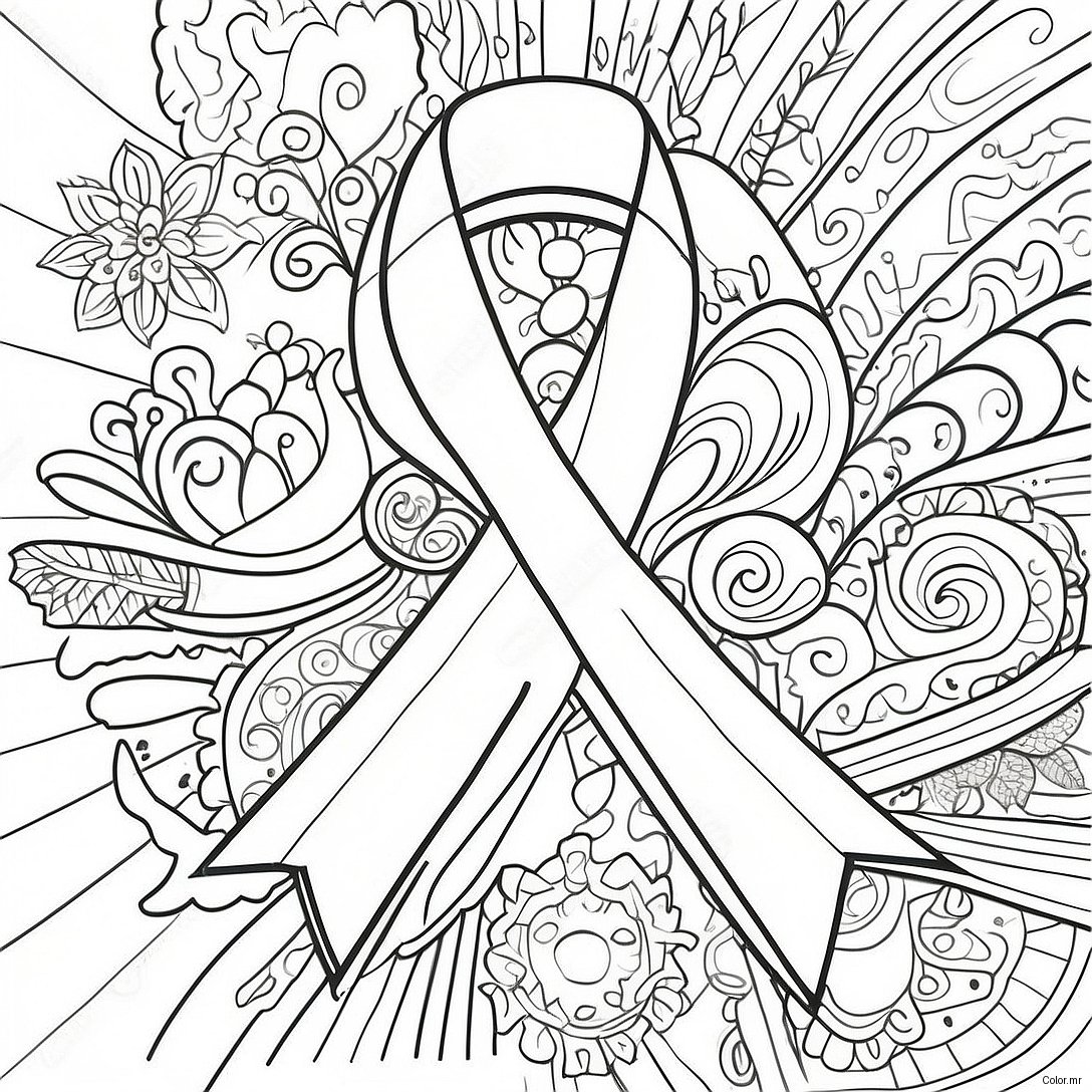 Colorful Cancer Ribbon Design Coloring Page 36274 30259