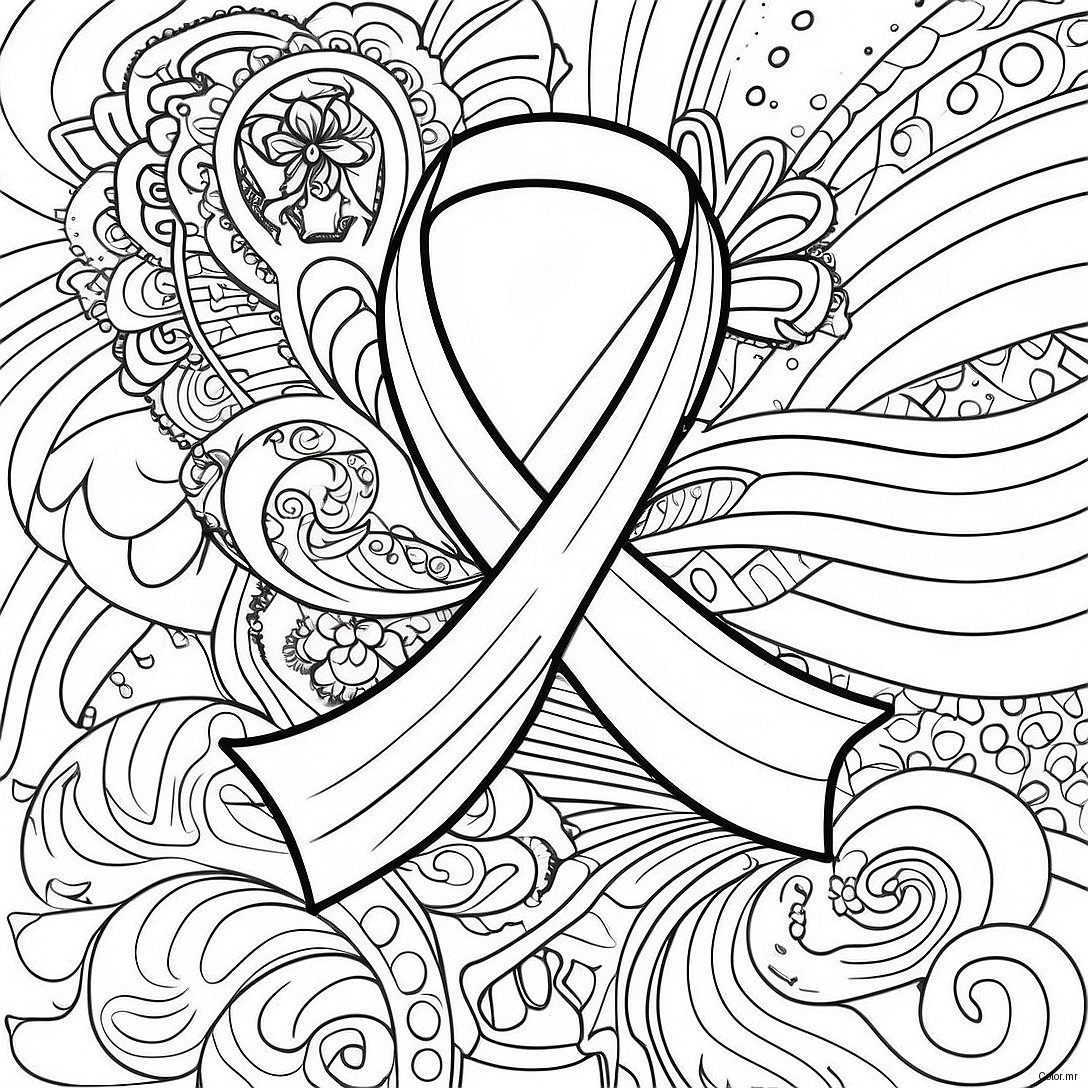 Colorful Cancer Ribbon Design Coloring Page 36274 30260