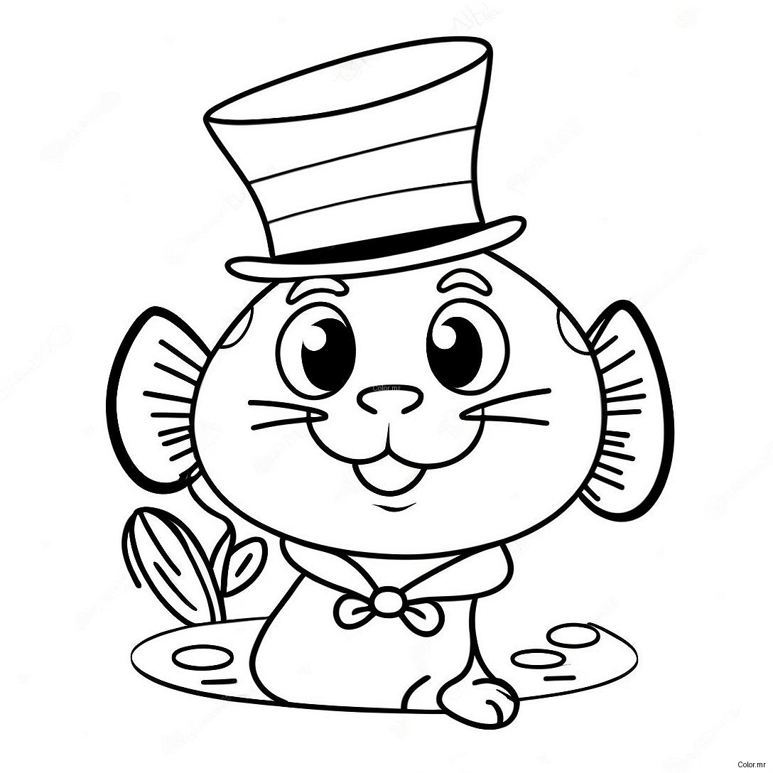 Colorful Cat In The Hat Fish Coloring Page 61267 50789